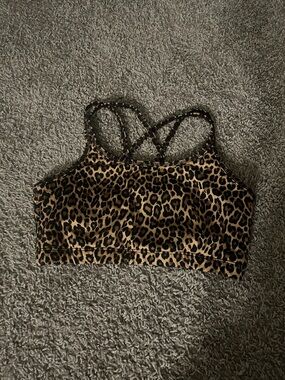 Leopard Print Strappy sports bra - small